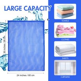 Berlune 30 Pack 24 x 36 Inches Large Mesh Bags for Laundry, Wash bags, Sturdy Mesh Material Closed with Drawstring, Factory, University, Dormitory, Travel and Apartment Dweller (Blue)