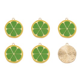 Elecrelive - Juego de 5 dijes de rebanada de limón para hacer joyas, pequeños colgantes de comida de limón verde limón para bricolaje, collares, aretes, pulseras, llaveros, manualidades