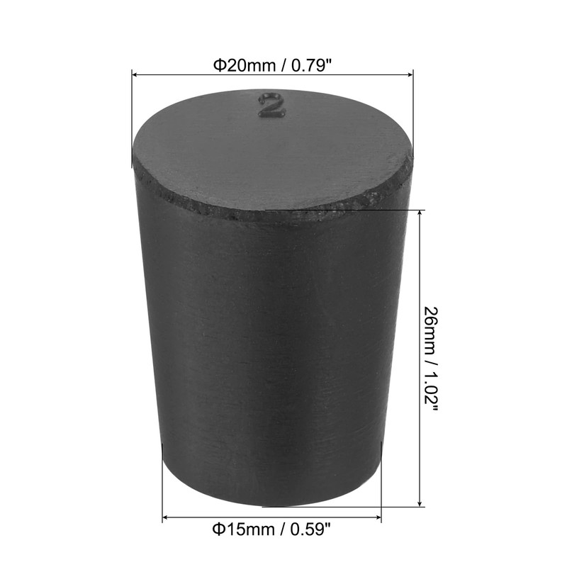 sourcing map Rubber Tapered Plug 15mm to 20mm Solid Test