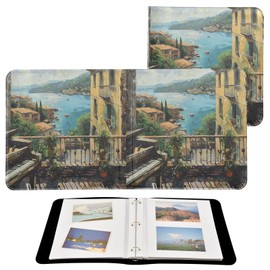 ALAZA Italy View Piano Photo Album Self Adhesive Scrapbook Album PU Leather Cover 3 Ring Binders Photo Book for Wedding Family Travel Memory