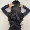 Peluca Larga Ondulada Natural Cabello Negro De Mujer Rizado