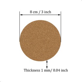 QJZXUEZHEN 16 Pcs Self-Adhesive Cork Round, 3"" x 3"" Cork Tiles Backing Sheets,Mini Wall Cork Mat,Cork Tiles,for Cork Coasters Pads and DIY Crafts,Wood Color,Circles,8cm