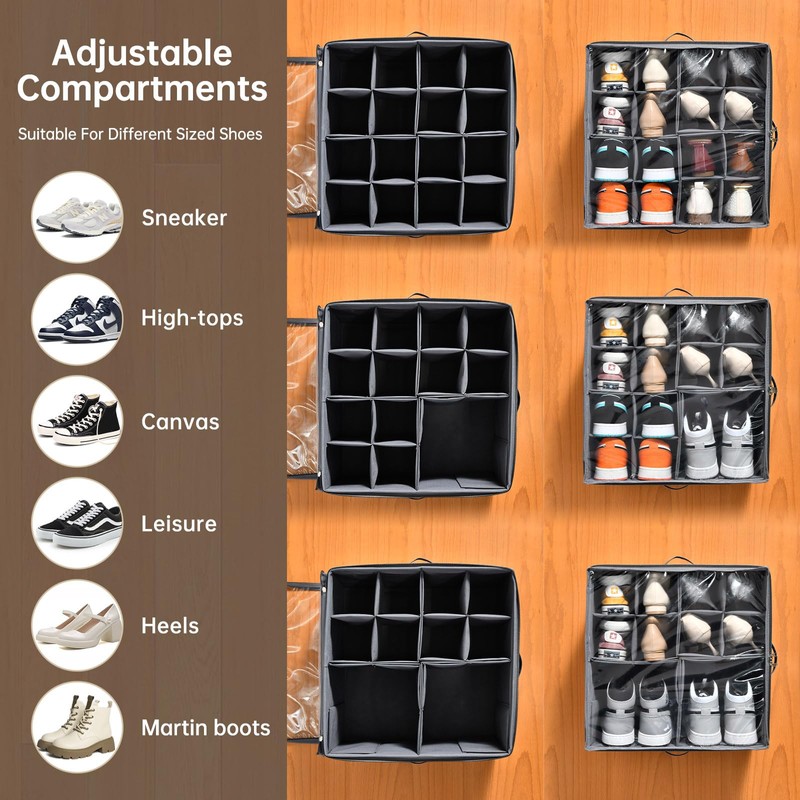 INSTY 2 Pack Shoe Organizer for Closet,Fits up to 32