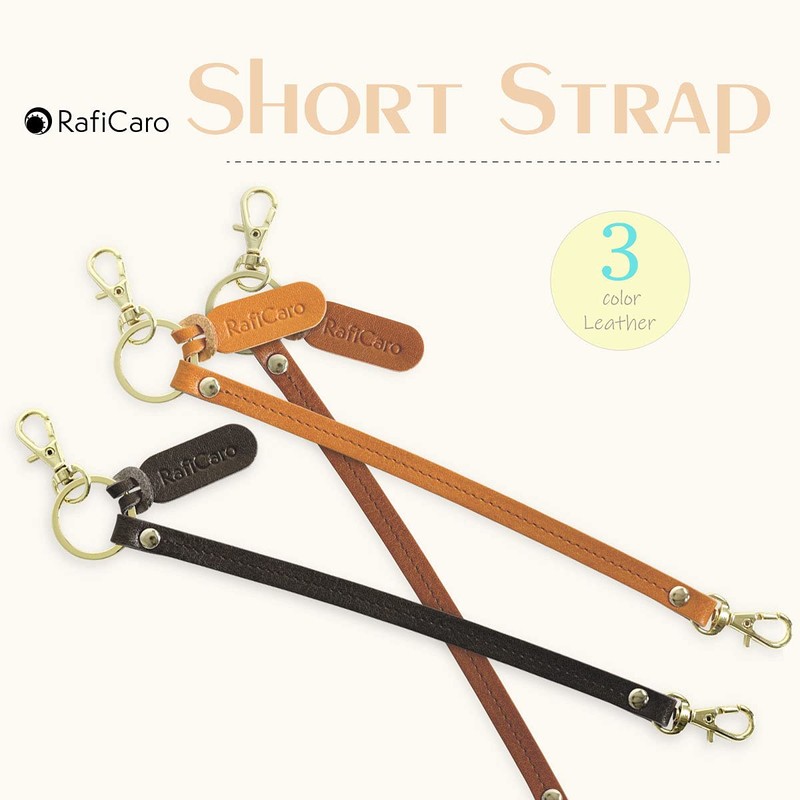 Raficaro Short Strap, Hand Strap, Leather, Genuine Leather, Italian Leather,