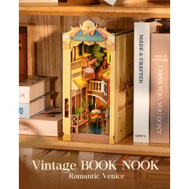 Rolife DIY Book Nook Kit for Adults, Miniature Dollhouse Booknook Kit, 3D Wooden Puzzle Creative Decorative Bookends Bookshelf Diorama Insert Crafts Hobbies Gifts (Romantic Venice)
