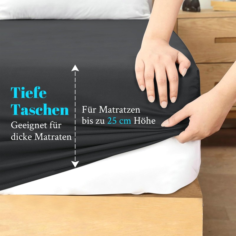 Daesar Fitted Sheet Box Spring Bed 180 x 220 cm,