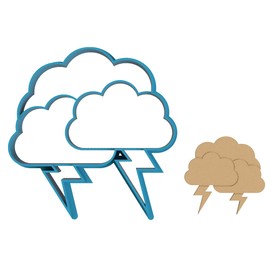 Storm Cloud with Lightning Cookie Cutter - Thunder Lightning Bolt Weather Storm Rain (0036) (4 Inch)