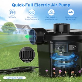 Electric Air Pump for Inflatables, Quick-Fill Inflator/Deflator Air Pump for Pool Floats,Portable Air Mattress Pump, AC 110V-120V, Blow Up Inflatable Pool Raft Air Bed