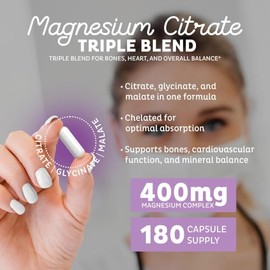 Zeal Naturals Magnesium 400 mg 180 Cápsulas - Apoyo para la calma - Relajación física - Hecho en USA
