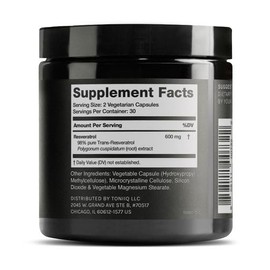 Cápsulas de resveratrol de ultra alta pureza – 98% trans-resveratrol – altamente purificadas y altamente biodisponibles – Suplemento de reservatrol de 60 cápsulas