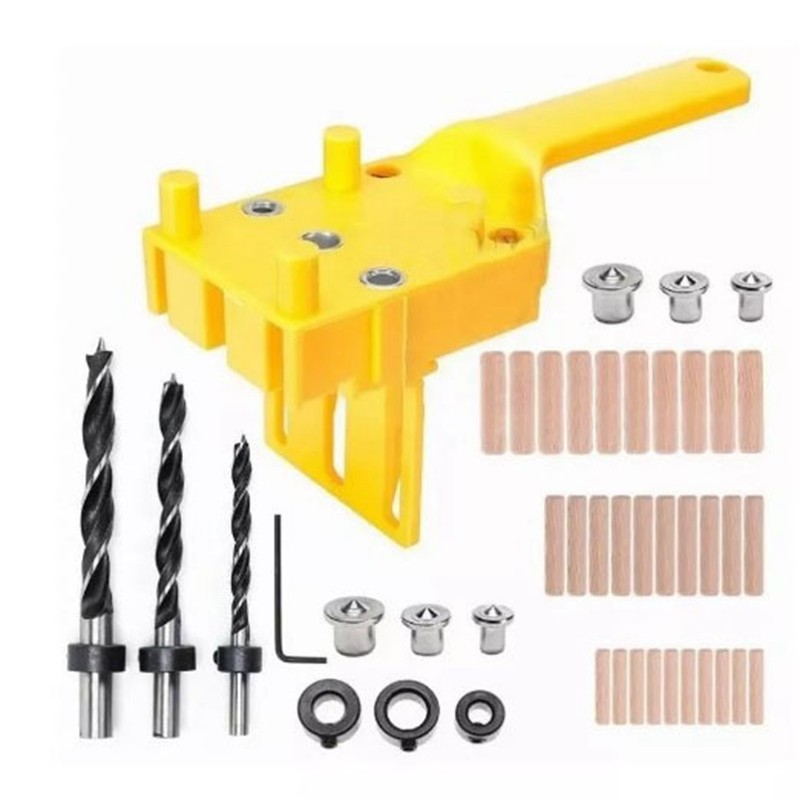 44Pcs Dowel Jig Handheld Dowelling Hole Drilling Guide Tool 6mm