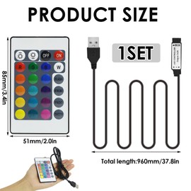 LANAFAY 5V-24Keys USB IR RGB Strips Controller 16 Colors 5 Lighting Patterns, USB IR RGB Strip Wireless Remote Controller USB Powered for 5050 3528 RGB LED Light Strip, Various RGB Light Bars