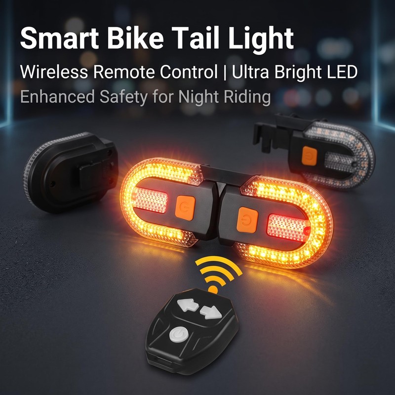 2 Pack Bike Turn Signals,Wireless Bicycle Tail Light USB Rechargeable