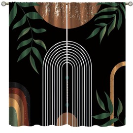 XBDDZSW Mid Century Abstract Boho Window Curtain Sun Modern Minimalist Pattern Printed Curtains Bedroom and Living Room Blackout Curtains W42 * L54 Inches