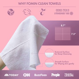 FOMIN Disposable Face Towels - 100 Count (2 Pack) 100% Biodegradable Ultra-Soft Face Towelette For Washing Face & Makeup Removal, 1ST Certified Vegan & Cruelty Free Facial Washcloth for All Skin Types