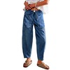EZAPINE Barrel Jeans for Women Wide Leg Pants Cropped Denim