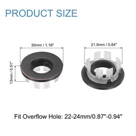 uxcell 3pcs Sink Overflow Ring Set, Bathroom Kitchen Basin Trim Bath Sink Hole Round Brass Overflow Drain Cover Insert in Hole (Gold Tone, Bronze, Brushed Black)