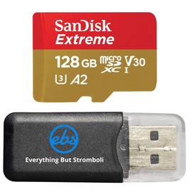 SanDisk 128GB Micro SDXC Memory Card Extreme Works with GoPro Hero 8 Black, GoPro Max 360 Action Camera U3 V30 4K A2 Class 10 (SDSQXA1-128G-GN6MN) Bundle with (1) Everything But Stromboli Card Reader