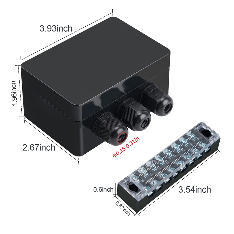 JINDOUZI ABS IP67 Waterproof Dustproof Electrical Junction Box, with 15A