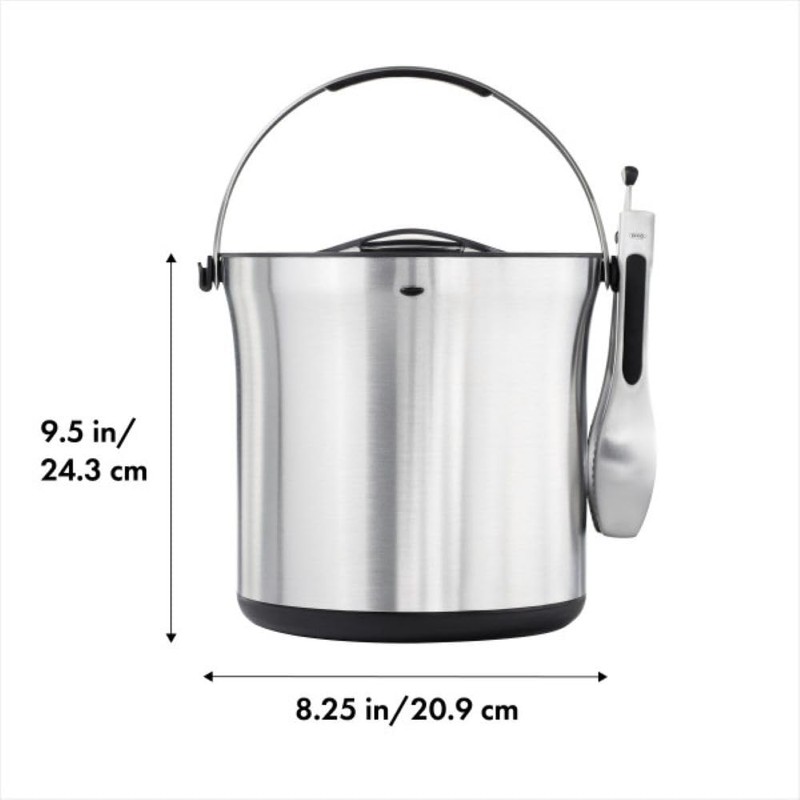 OXO 3107300 Steel Ice Bucket and Tongs Set