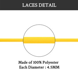 Shoelaces for Doc Martens Boots Round Shoe Laces Replacement Shoes Strings(Color:Yellow,Size:55Inch)