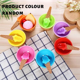 Ice Cream Sundae for Kids, ZoneYan Cute Colourful Ice Cream Bowls, Ice Cream Bowls, Children's Dessert Bowl, Ice Cream Sundae with Spoons, for Food, Fruit, Ice Cream, Family, Camping, Christmas Party