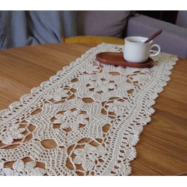 SouthMage Hand Crochet Lace Table Runner Dresser Scarf for Furniture (12" x 56")