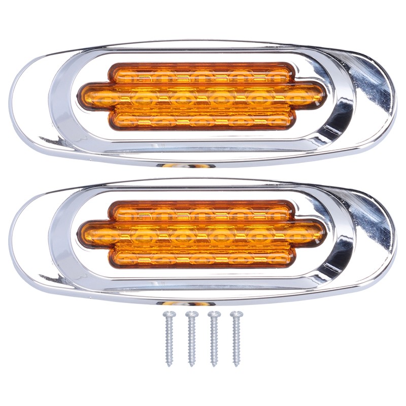 Pair 16LEDs Taillight Electroplated Trim Side Marker Auto External Lamps