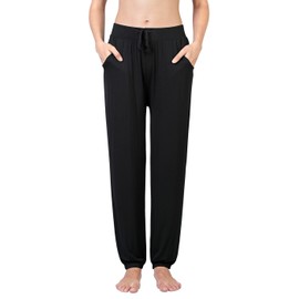 Air Curvey Soft Pajama Pants for Women Stretch Lounge Pants Sleep Bottoms With Pocket Black M