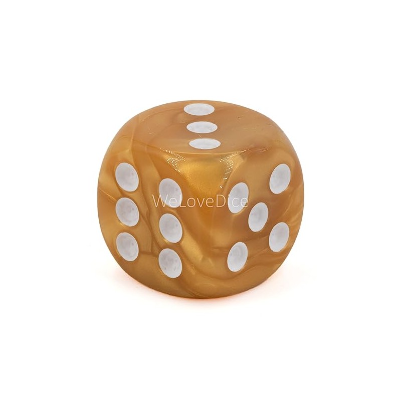 WeLoveBeads W6 Cube (16 mm) in Gold/White Dots - Made