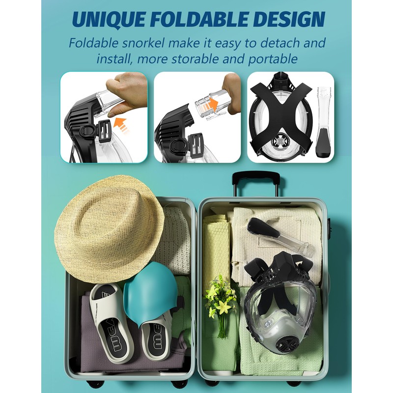Zacsync Snorkel Set Adult Full Face Snorkel Mask, Masque De