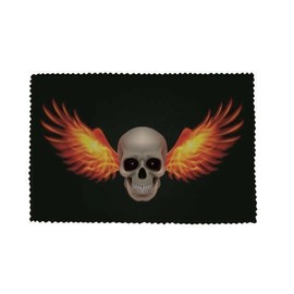 U24 Brillenputztuch Pirat Totenkopf mit Feuerflügel Fahne Flagge Glasreinigungstuch Microfasertuch