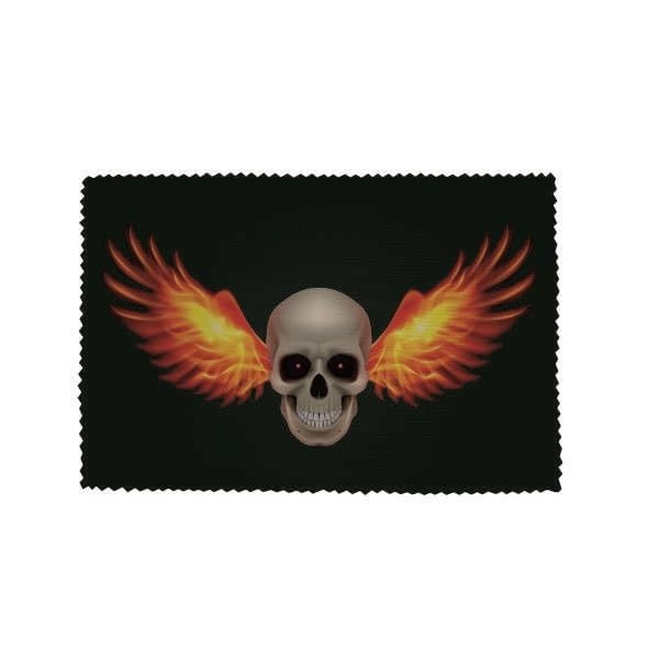 U24 Brillenputztuch Pirat Totenkopf mit Feuerflügel Fahne Flagge Glasreinigungstuch Microfasertuch