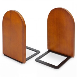 1 Pair Wood Bookends, Decorative Book Ends for Heavy Books, Book Organizer
