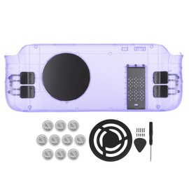 for Steam Deck Back Plate Heat Dissipation DIY Replacement Shell Case External Semiconductor Cooler for Steam Deck Purple Transparent Case