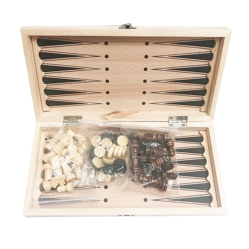 3 in 1 Wooden Chess Set Folding International Chess Entertainment