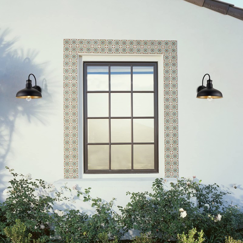 GOALPLUS 12in Exterior Barn Light Motion Sensor Black Outdoor Gooseneck