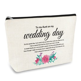 Wedding Day Gifts for Aunt from Niece Aunt of The Bride Gift Makeup Bag Auntie Appreciation Thank You Gift for Aunts Cosmetic Bag Bridal Shower Gifts for Auntie Wedding Souvenirs Travel Toiletry Bags