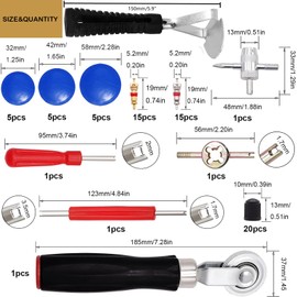 Z-oneMart 71Pcs Valve Stem Removal Tool, Tire Patch Repair Kit, Tire Patch Roller, Liner Scraper, Rubber Repair Patches, Black Tire Valve Caps, Valve Core, 4-Way Valve Tool, Valve Core Wrench