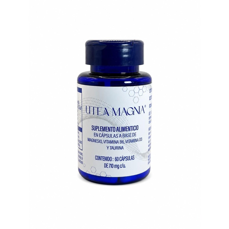 Magna Suplemento Magnesio, Vitamina B6, D3, 60 Cápsulas