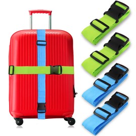 Aloces Luggage Strap Suitcase Strap, 4 Pieces Luggage Strap, Adjustable Luggage Strap, Cross Suitcase Tag, Non-Slip Luggage Strap, Teal Travel Accessories for Secure Closure