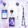 TIESOME ID Badge Holder with Retractable Lanyard, Butterfly Plastic Card