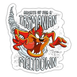 Spreadshirt Looney Tunes Tasmanian Devil Meltdown Sticker, 10 x 10 cm, White Matte