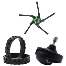 DrAer Replacement Parts Compatible with iRobot Roomba S Series S9 (9150) S9+ S9 Plus (9550) Robot Vacuum Cleaner Accessories: 1 Front Ball Caster, 2 Wheel Tires, 1 Side Brush