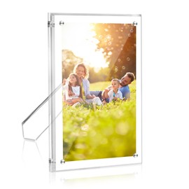 lalago Acrylic Magnetic Picture Frame, 20 x 25 cm, Frameless Picture Frame, 10 Inch Double-Sided Photo Frame for Photo