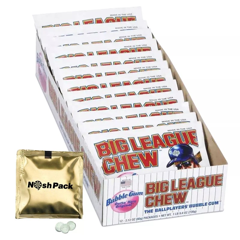 NOSH PACK Big Leegue Chew Bubble Gum, 12 Pack Original