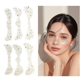 SJUIEO 6 Pieces Gold Glitter Tattoo Stickers, Freckle Tattoo Stickers, Women's Tattoo Stickers, Glitter Tattoo Stickers, Fashion Tattoo Stickers for Women