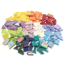 Youway Style Iridescent Glass Mosaic Tiles for Crafts Bulk,200g Broken Mosaic Glass Pieces for DIY Home Garden Art Projects, Handmade Crafts & Decor