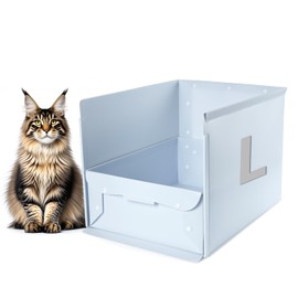 Portable Cat Litter Box with Enclosure,Kitty Extra Large Travel Litter Box for Privacy Without Leaking, Easy to Clean Easy to Assemble Foldable 24''L X 16''W X 16''H (Blue, XLarge)