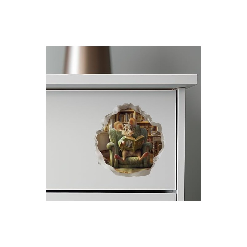 Reading Mouse - Mouse Hole Wall Sticker